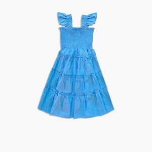 Hill House Home The Tiny Ellie Nap Dress - Hydrangea Blue Textured Clip Dot Size